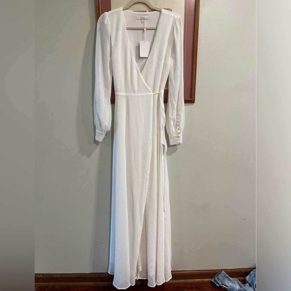 Lulus White Wrap wedding Dress